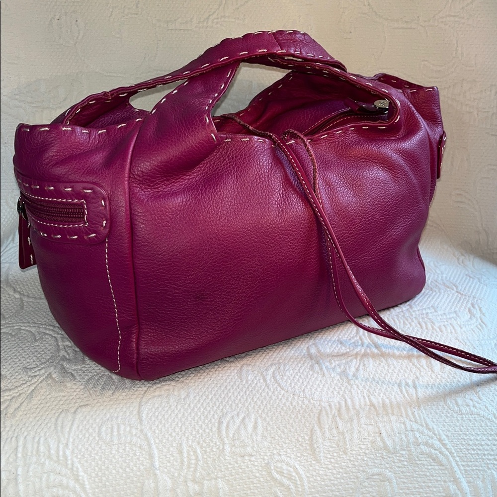 Donald J Pilsner “Fresno” Barry, pink NAPA leather satchel hobo handbag. Medium.